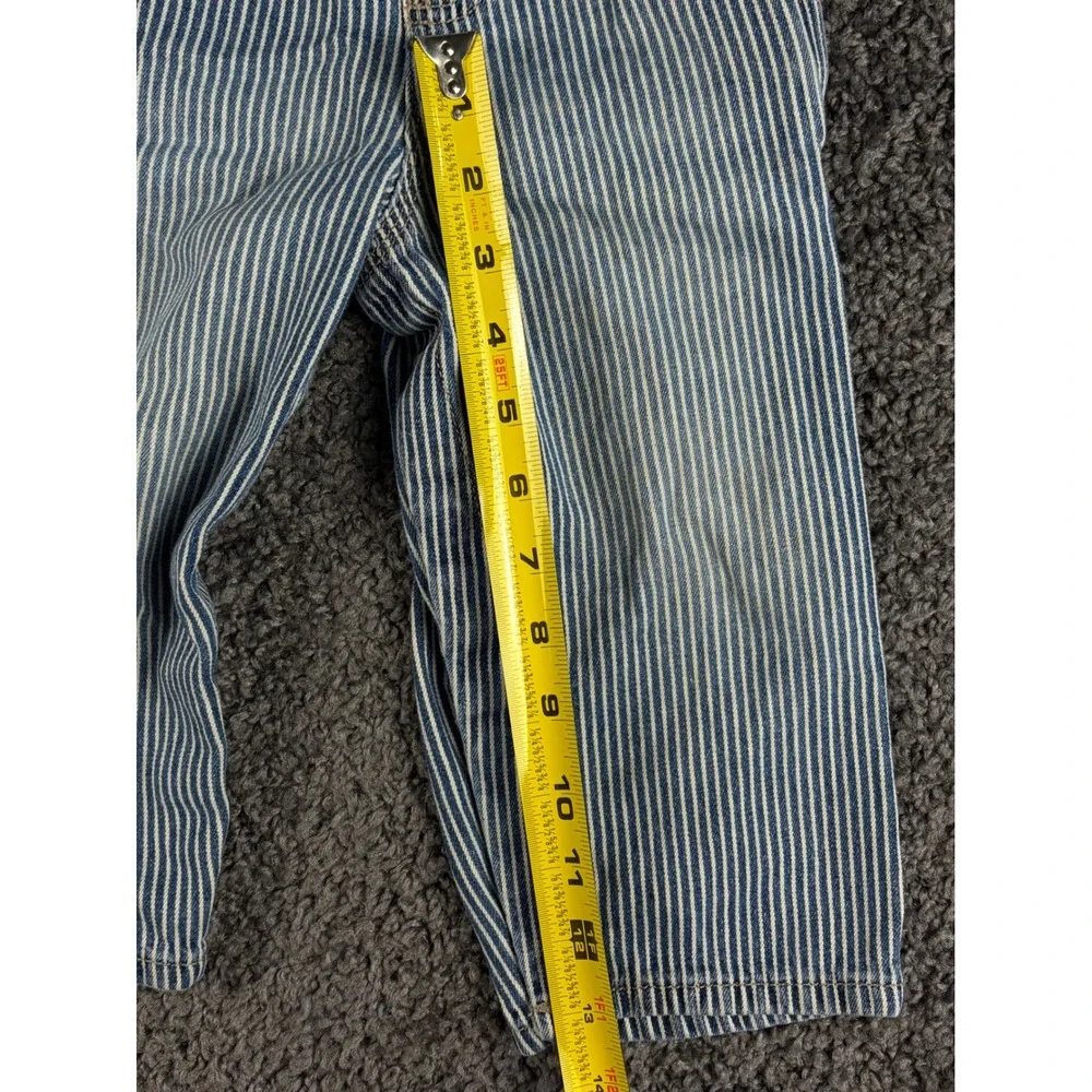 OshKosh Bgosh Toddler 24M Hickory Stripe Denim Overalls Blue White Vestbak Bib